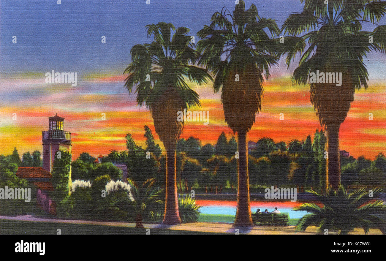 Los Angeles, Kalifornien - Sonnenuntergang im Echo Park Stockfoto