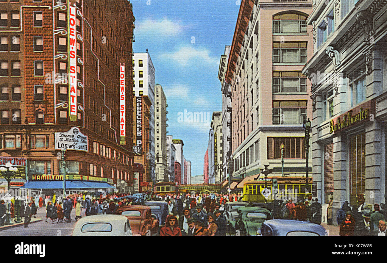Los Angeles, Kalifornien - Menschenmassen - 7.. Straße am Broadway Stockfoto