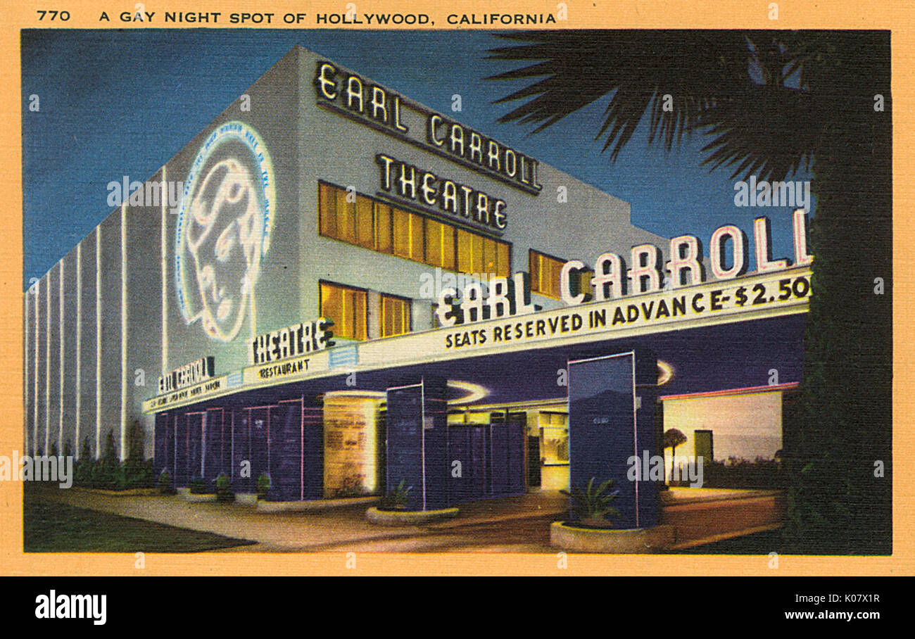 Earl Carroll Theater und Restaurant, Hollywood, Los Angeles, Kalifornien, USA. Datum: 1940 s Stockfoto