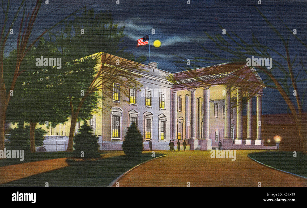 Washington DC, USA - das Weiße Haus bei Nacht Stockfoto