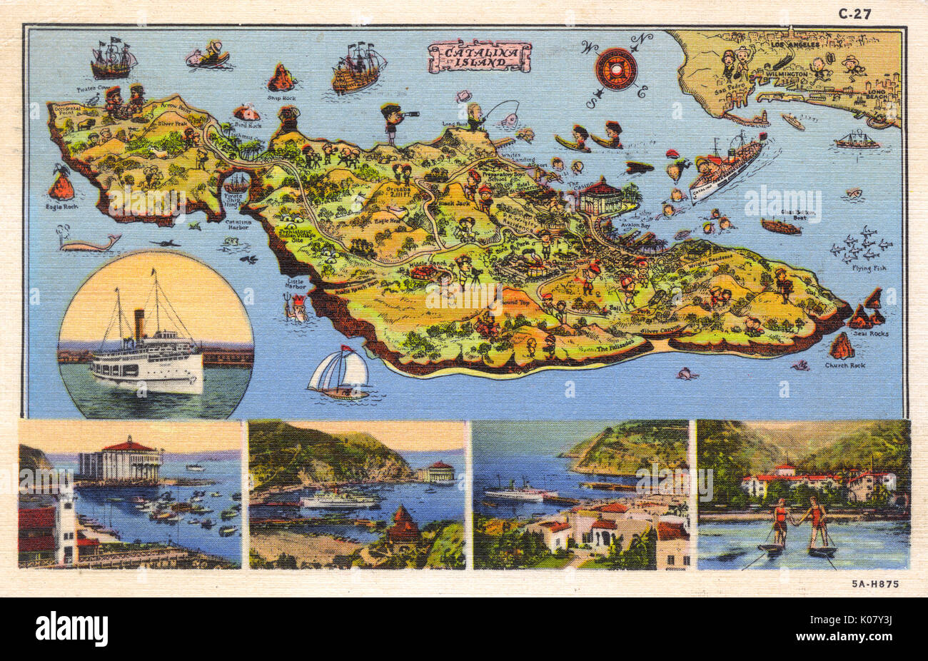 Karte, Santa Catalina Island, Kalifornien, USA Stockfoto