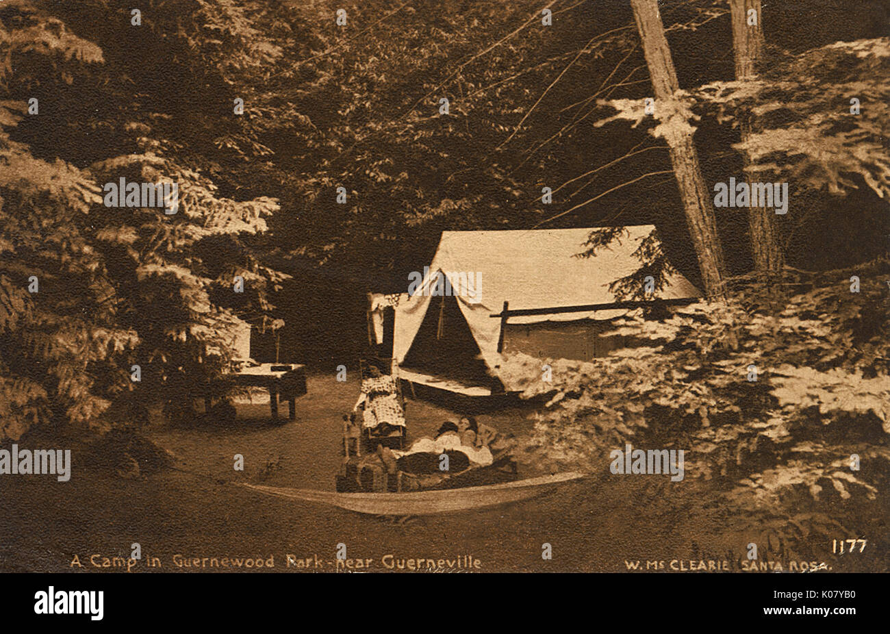 Camp in der Nähe von Guerneville, Sonoma County, Kalifornien, USA Stockfoto