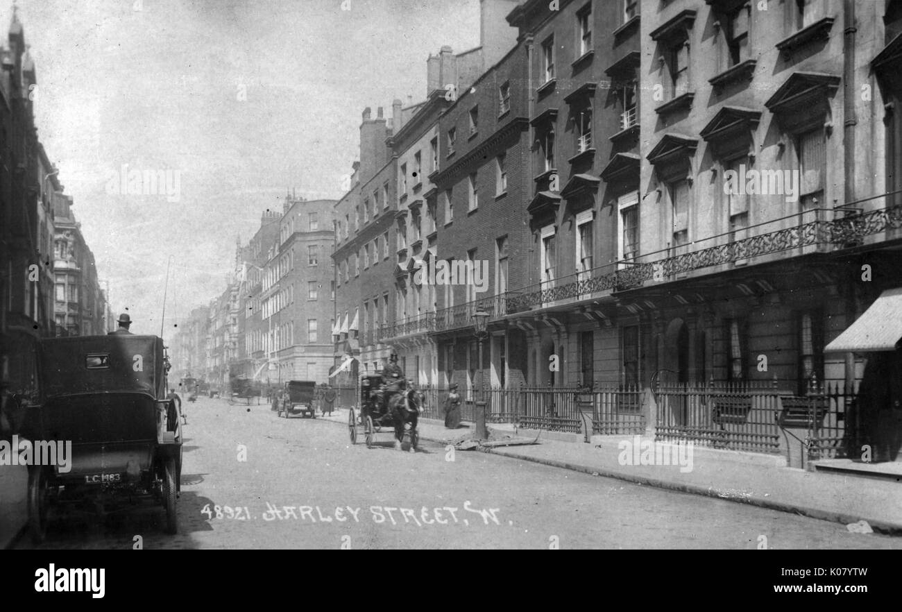 Anzeigen von Harley Street, London W1 (nach Norden). Datum: ca. 1900 s Stockfoto