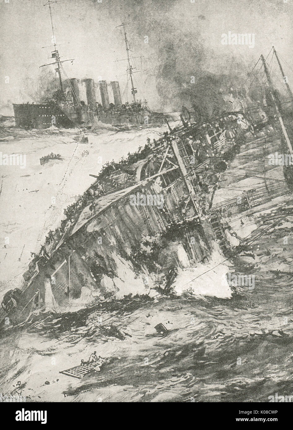 Untergang der HMS Aboukir, 22. September 1914 Stockfoto