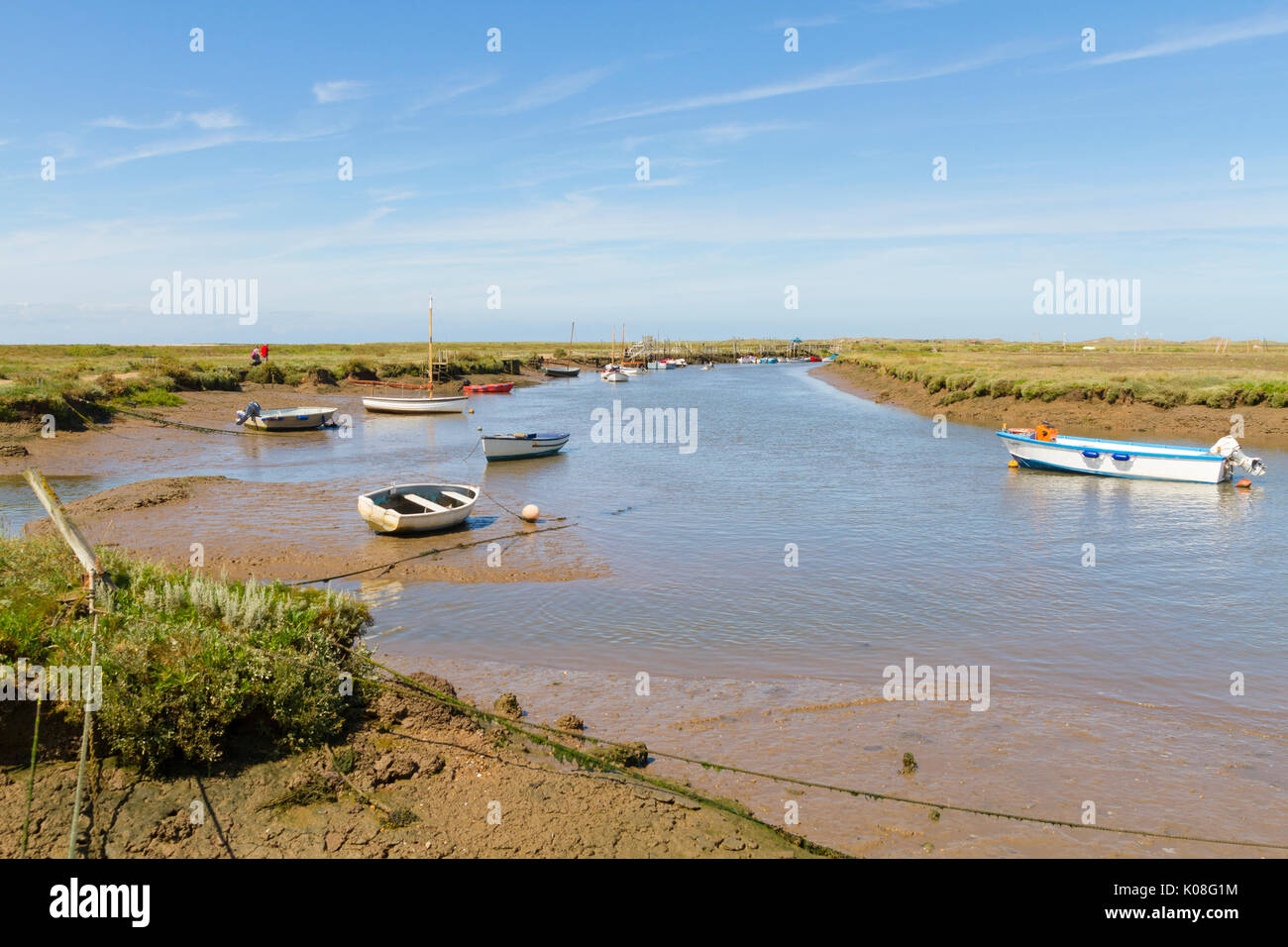 Morston Creek Norfolk mit der Ebbe Stockfoto