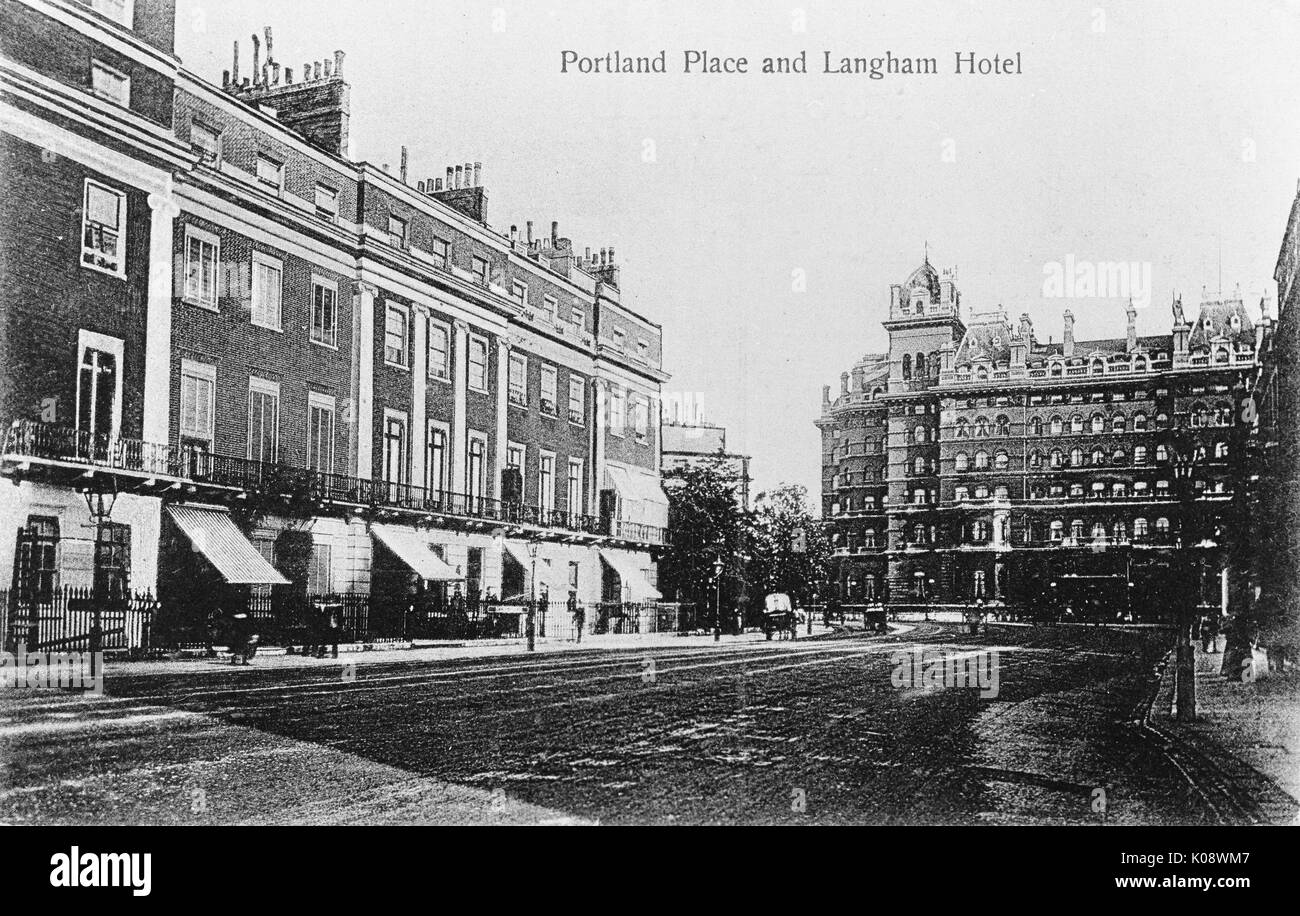 Portland Place und Langham Hotel, London W1 Stockfoto