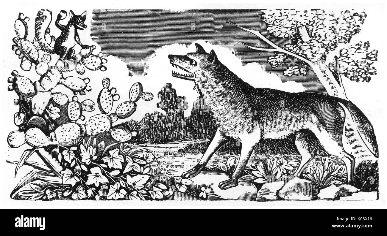 Posada, die Geschichte des Wolfs und des Fuchses Stockfoto