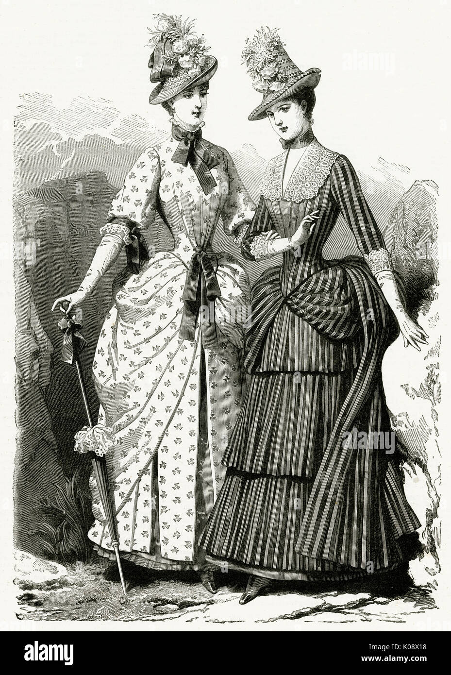Damenbekleidung auf dem Land 1886 Stockfoto