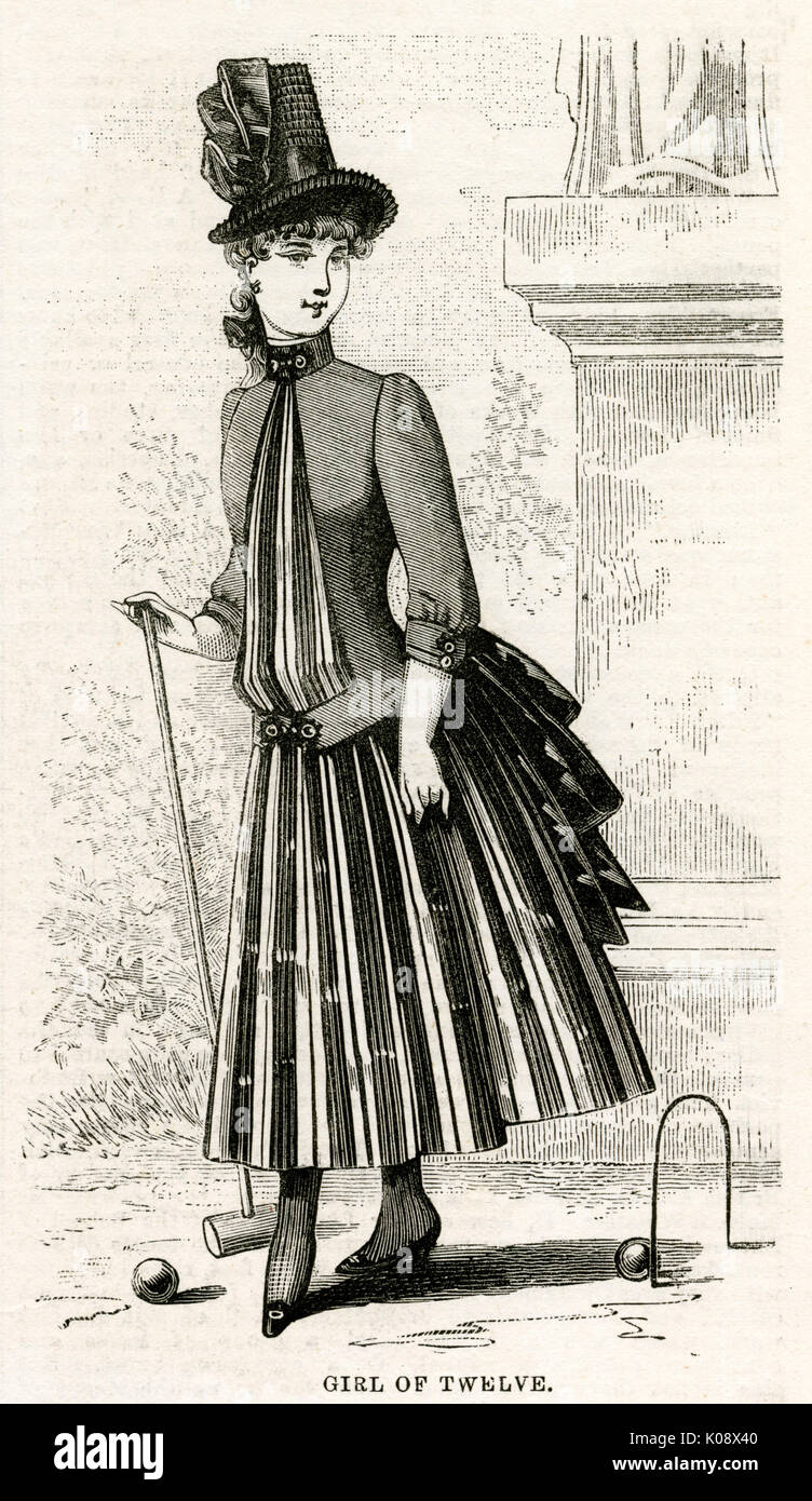 12-jährige Mädchen Outdoor-Kleidung 1886 Stockfoto