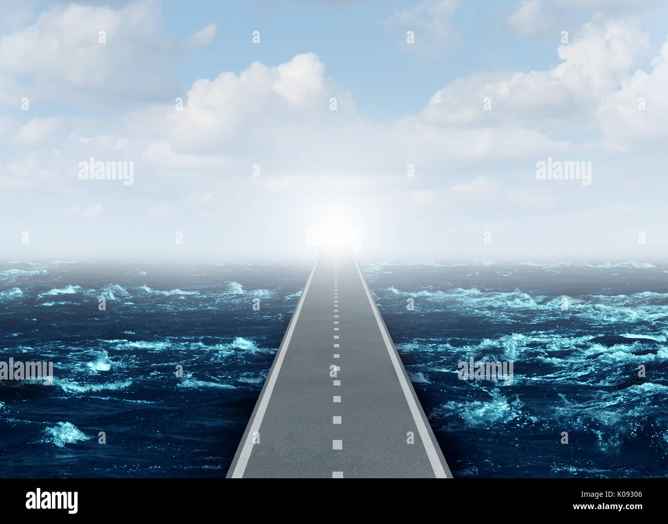 Strategy Business Konzept als Overseas Highway direkte Brücke zum Erfolg und Chance als Weg über einen Ozean. Stockfoto