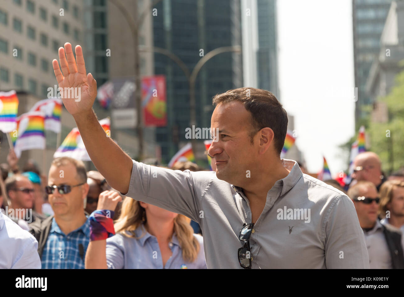 Montreal, Kanada. 20. August 2017. Irlands Premierminister Leo Varadkar nimmt Teil an Montreal Pride Parade. Stockfoto