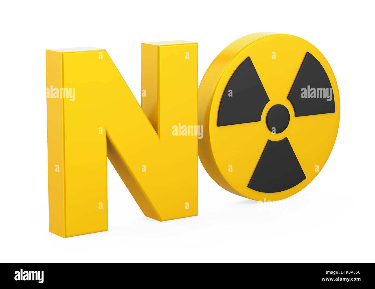 'Nein' Strahlung Zeichen isoliert Stockfoto
