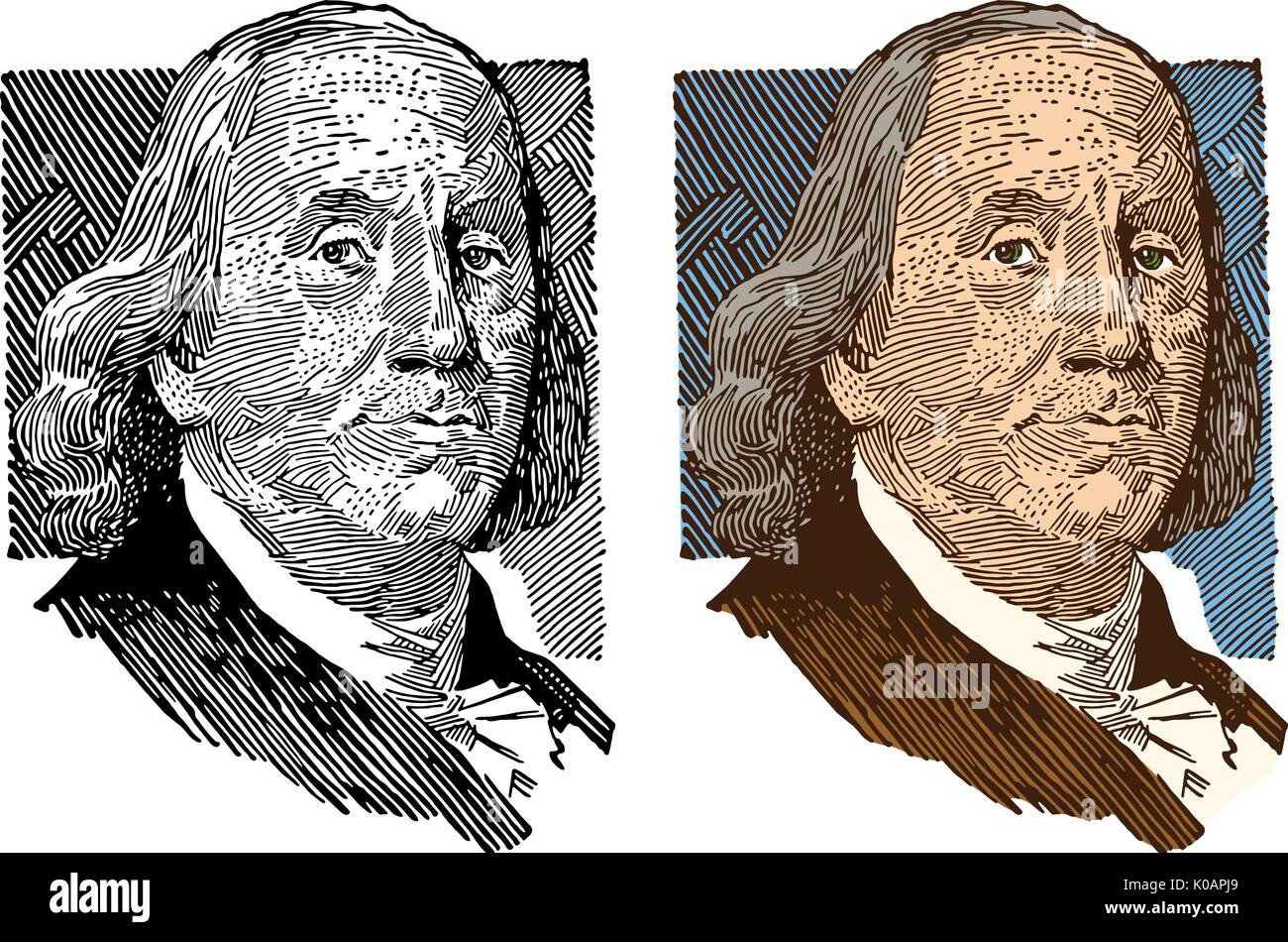Der amerikanischen Gründungsväter, Benjamin Franklin Stock Vektor