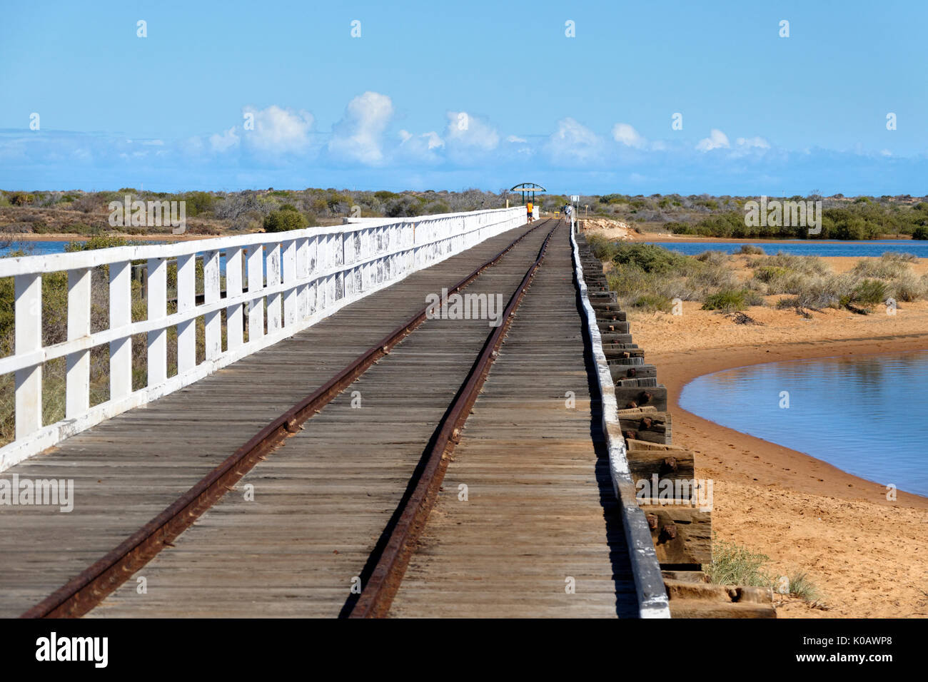 Die alte Straßenbahn Brücke, erbaut im Jahre 1903, Carnarvon, Gascoyne, Western Australia Stockfoto
