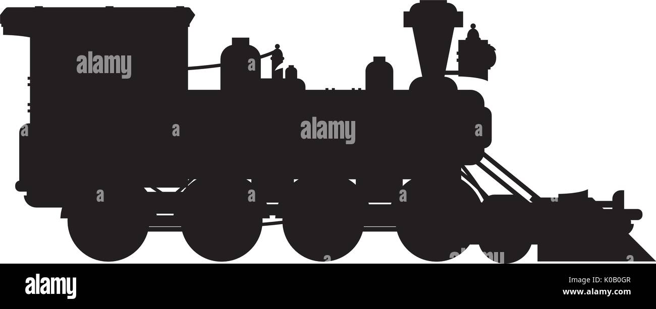 Cartoon Dampfzug in Silhouette Abbildung Stock Vektor