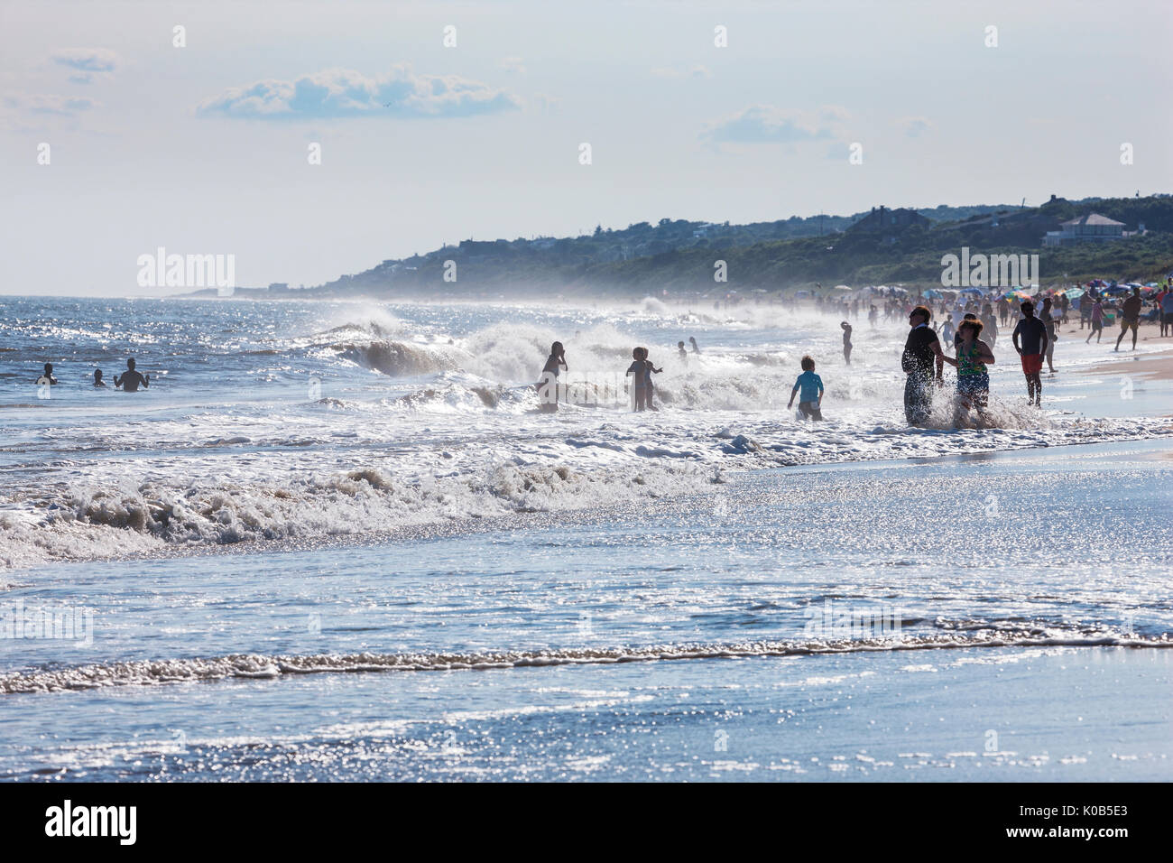 Menschen am Strand von Montauk, Long Island Stockfoto