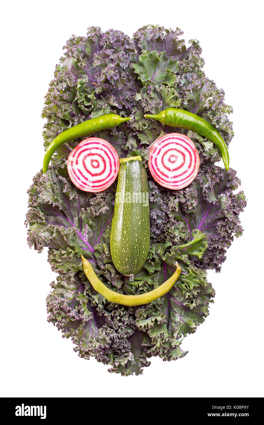 Funny Face von Gemüse isoliert Stockfoto