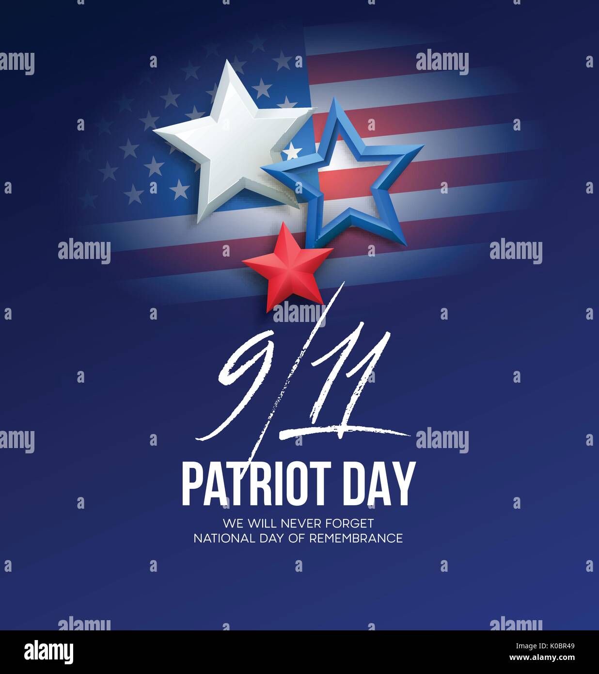 September 11, 2001 Patriot Tag Hintergrund. Wir werden nie vergessen. Hintergrund. Vector Illustration Stock Vektor