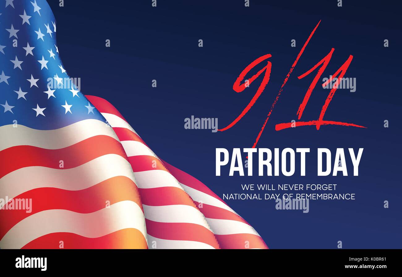 September 11, 2001 Patriot Tag Hintergrund. Wir werden nie vergessen. Hintergrund. Vector Illustration Stock Vektor