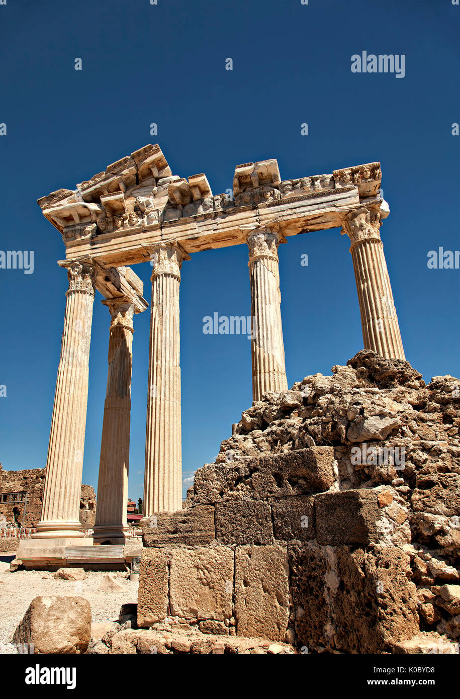 Antike Tempel des Apollo in Side, Antalya, Türkei. Stockfoto