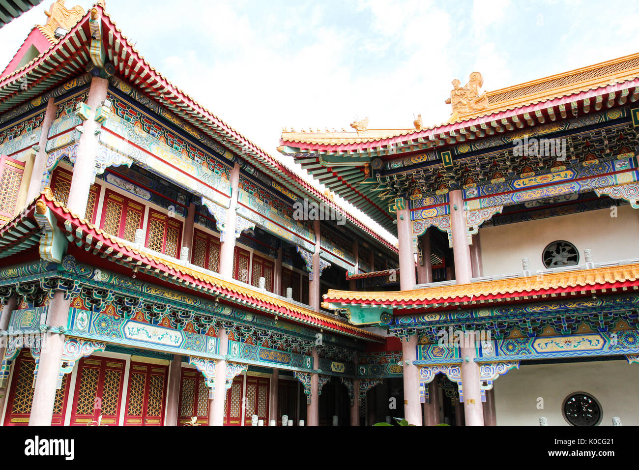 Traditionellen chinesischen Stil Tempel am Wat Leng-Noei-Yi in Nonthaburi, Thailand. Stockfoto