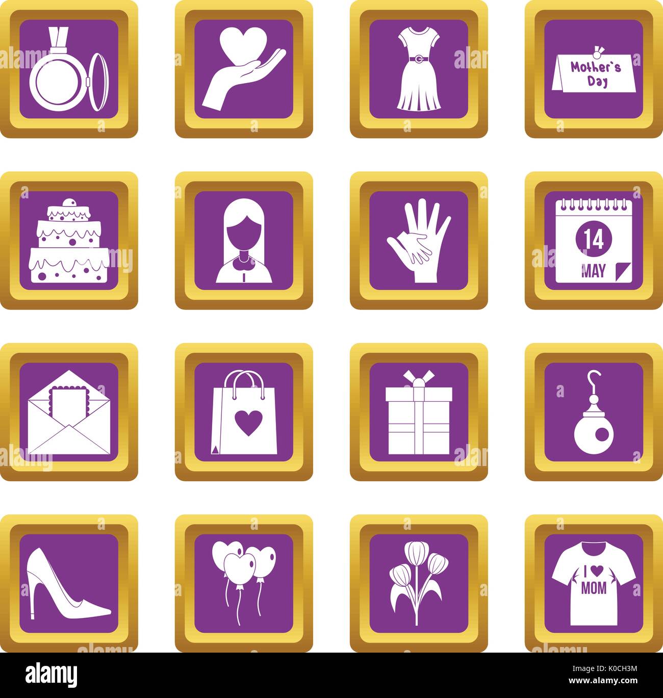 Muttertag Icons Set lila Stock Vektor