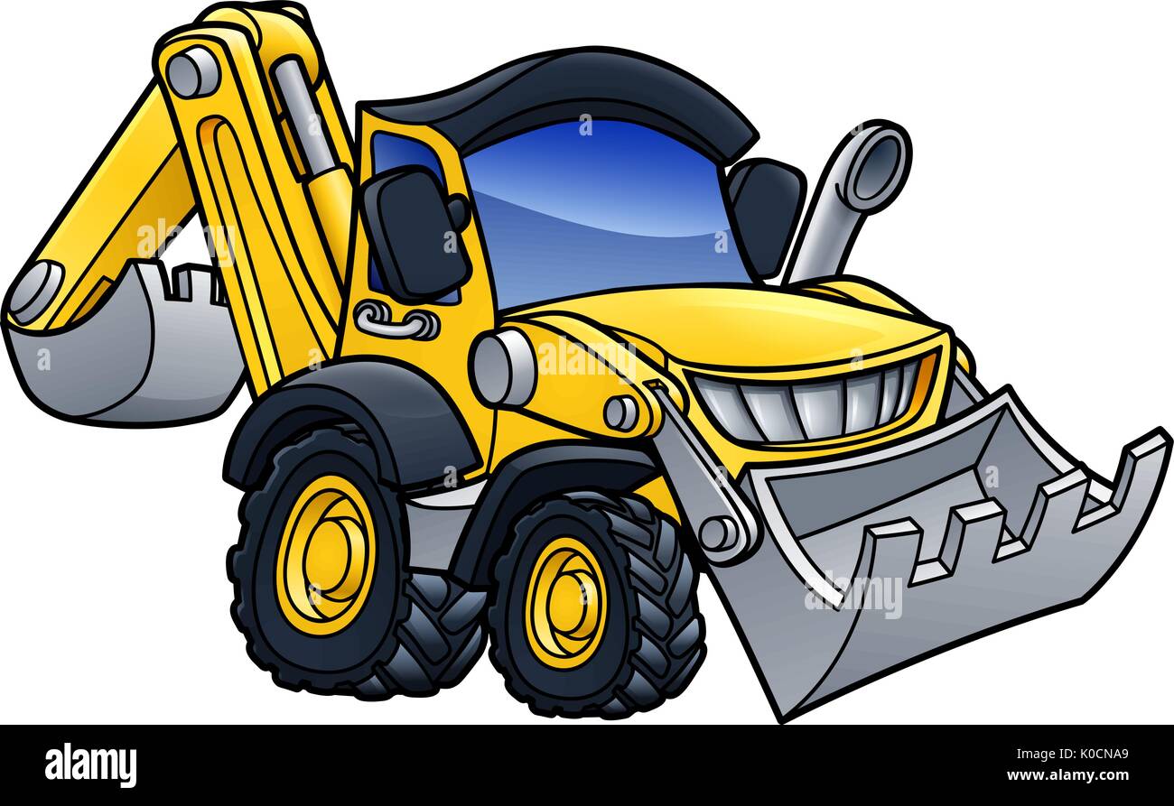 Bagger Bulldozer Cartoon Stock Vektor
