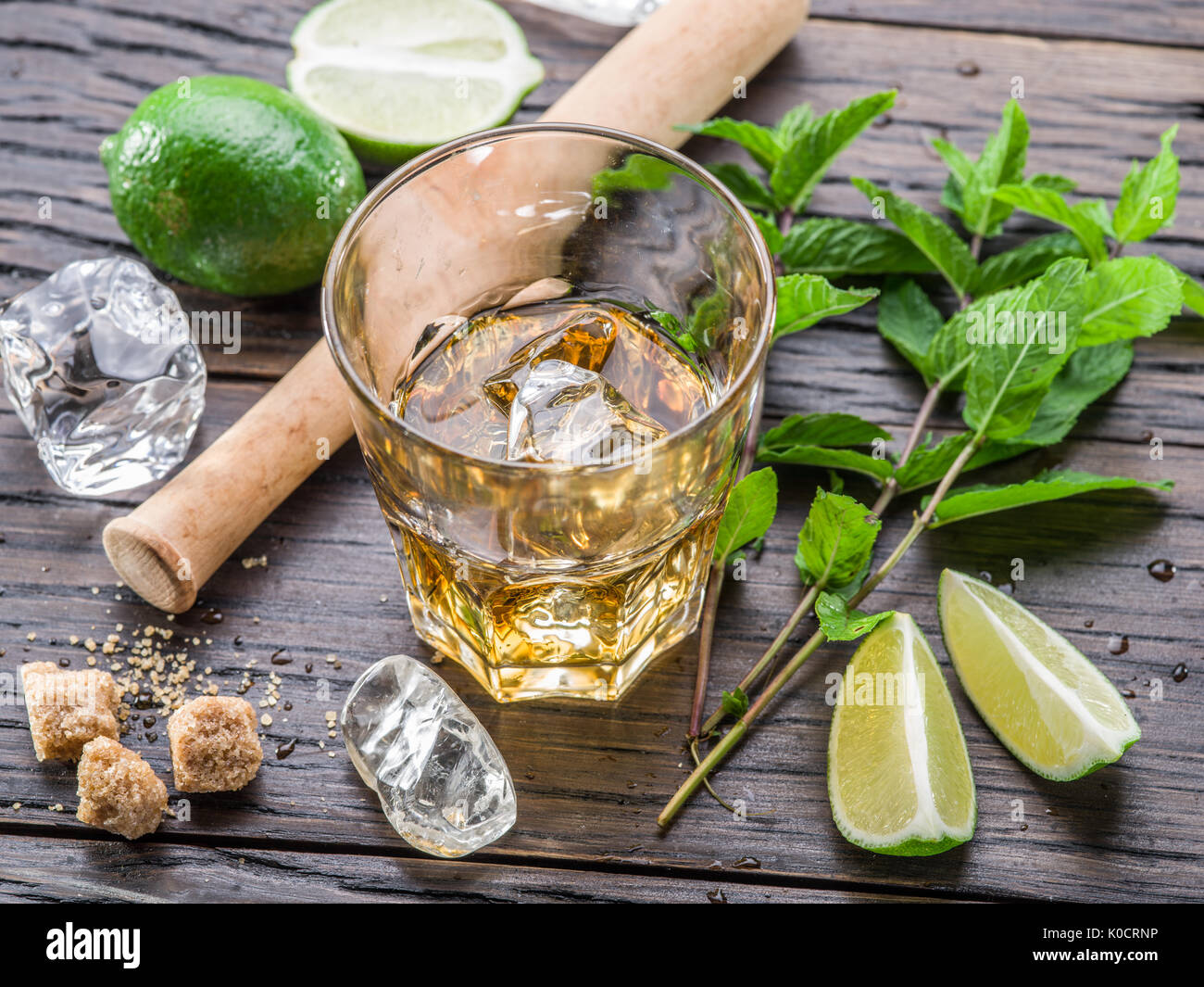 Mojito cocktail Zutaten. Stockfoto