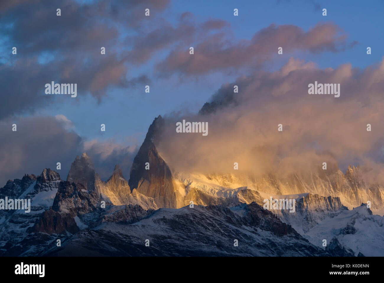 Südamerika, Argentinien, Patagonien, Anden, Los Glaciares Nationalpark in der Nähe von El Chalten, Mount Fitz Roy Stockfoto