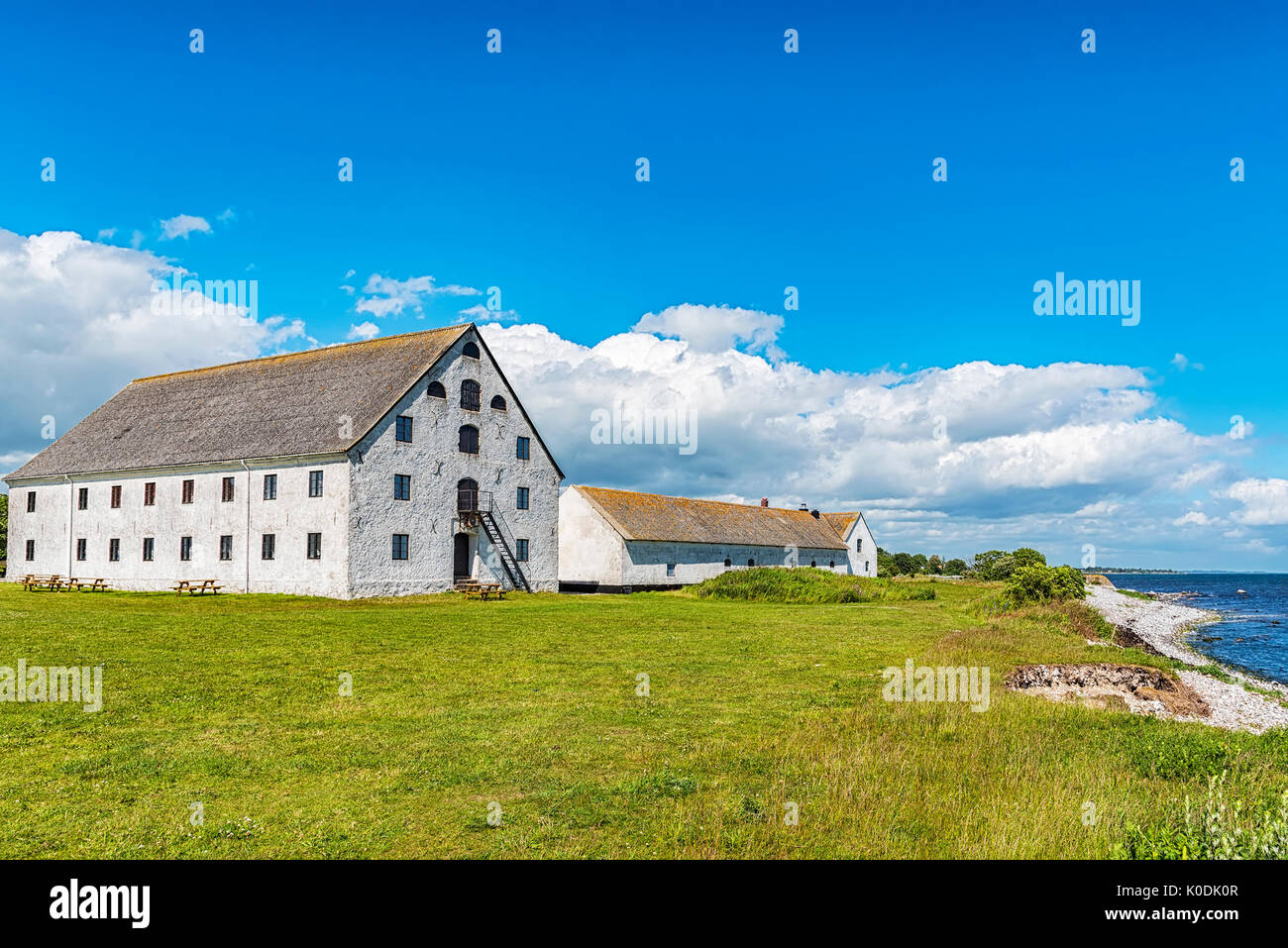 Smygehuk ist eine Hafen- und Fischerdorf bei Smygehamn in Schweden ist der südlichste Punkt des Schweden bekannt, und die gesamte skandinavische Peni Stockfoto