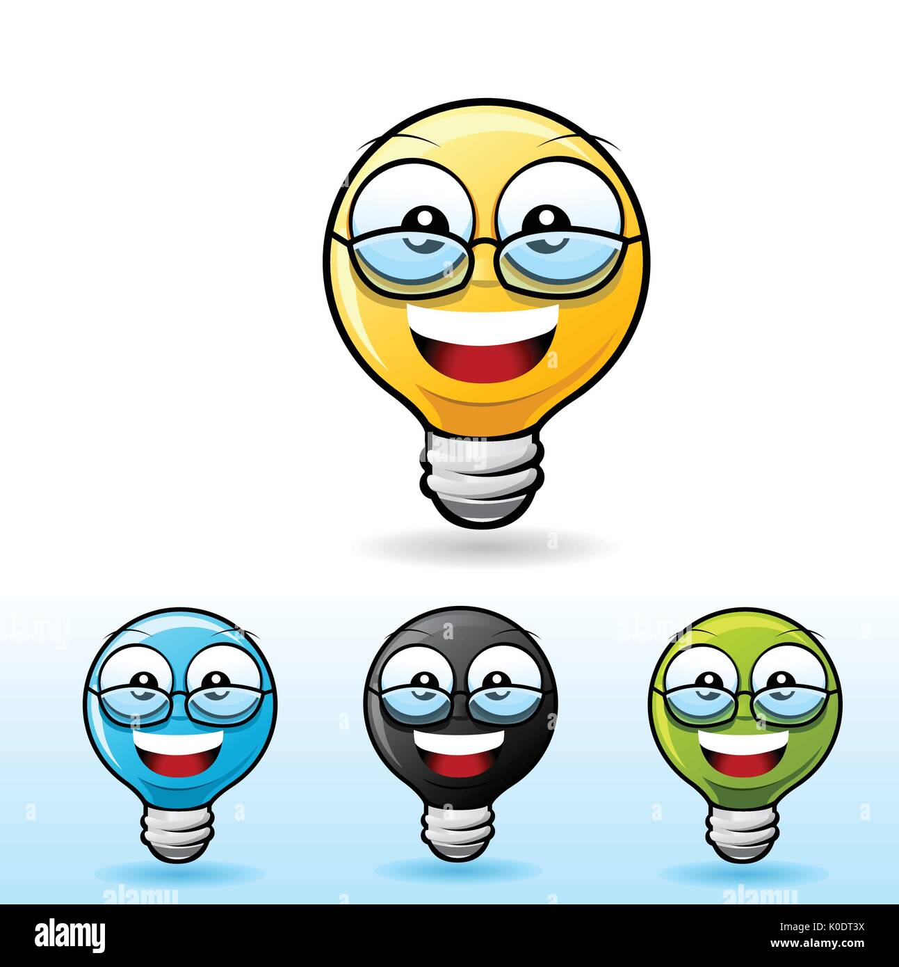 Glühlampe Smiley-symbol. Das Tragen von Brillen Stock Vektor