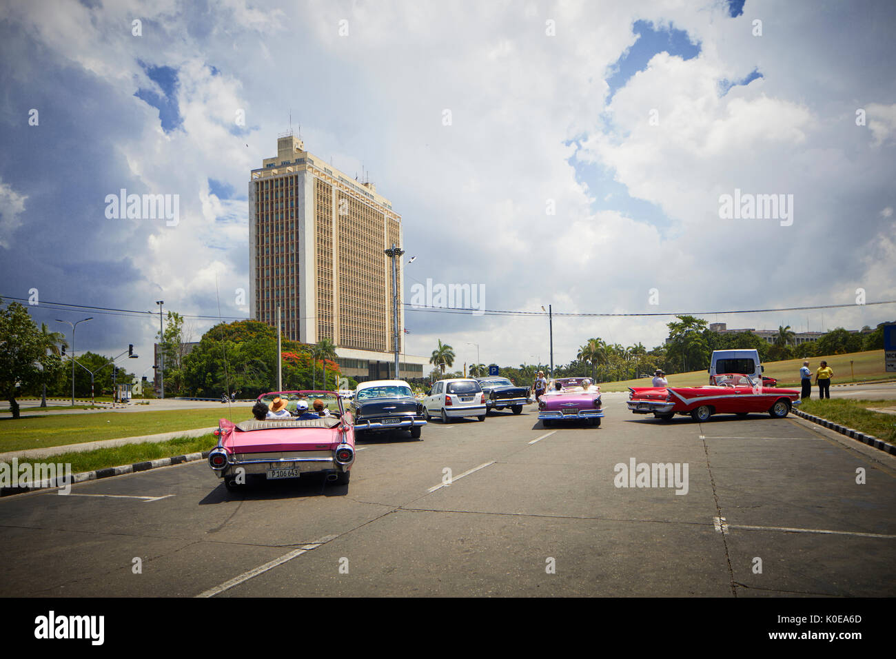 Kuba, Kuba, Hauptstadt Havanna auf dem Platz der Revolution, Ministerium der Verteidigung Verteidigung Gebäude Plaza de la Revolución Stockfoto