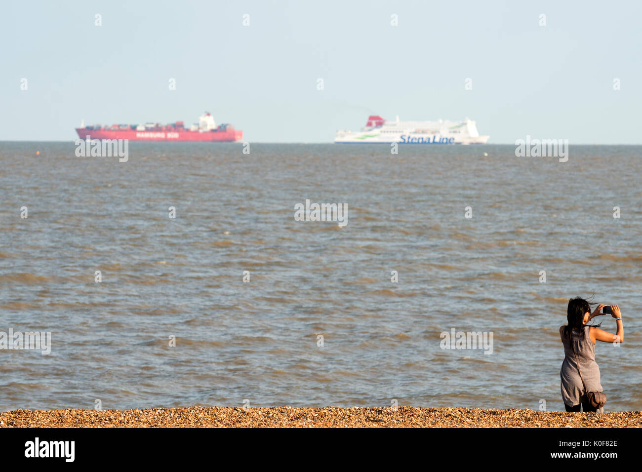 Nordseeküste, Bawdsey Fähre, Suffolk, UK. Stockfoto