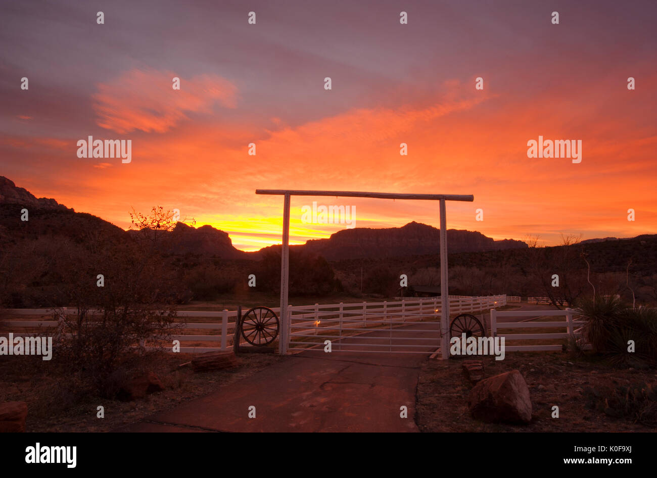 Ranch Tor, Sunrise, Springdale, Utah Stockfoto