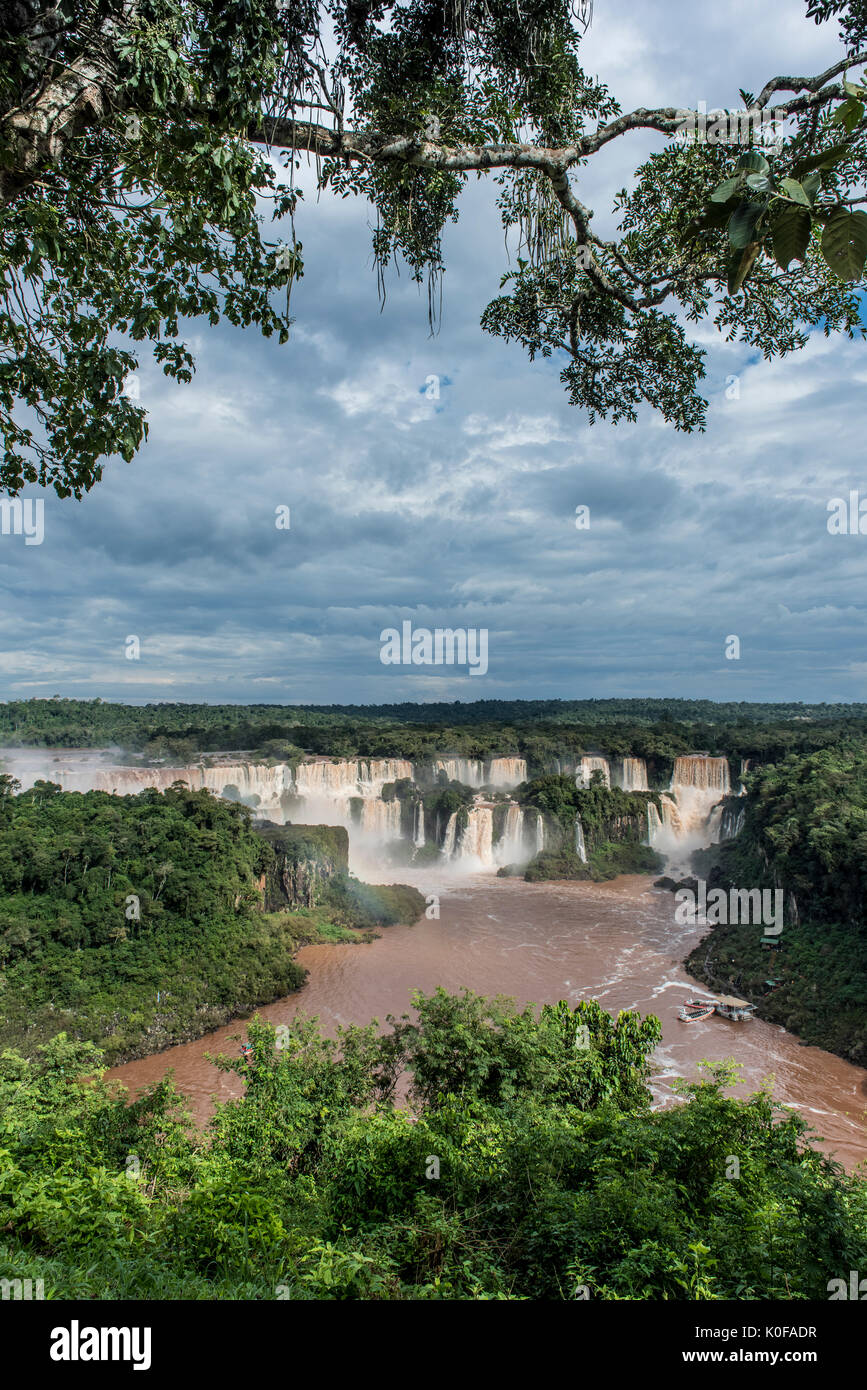 Iguazú-Wasserfälle der Fluss Iguazú, Grenze zwischen Brasilien und Argentinien, Paraná, Brasilien Stockfoto