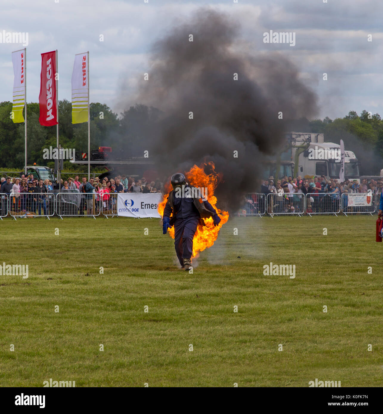 Stunt-Man on fire Stockfoto