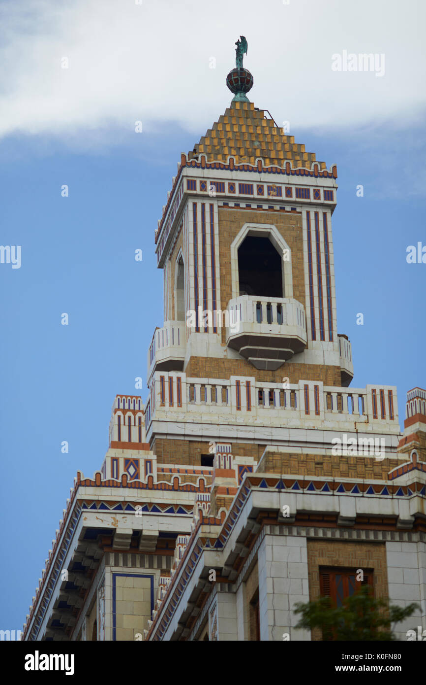 Kuba, Kuba, Hauptstadt Havanna Außen von Bacardi Art déco-Gebäude von Bacardi Rum gebaut Stockfoto
