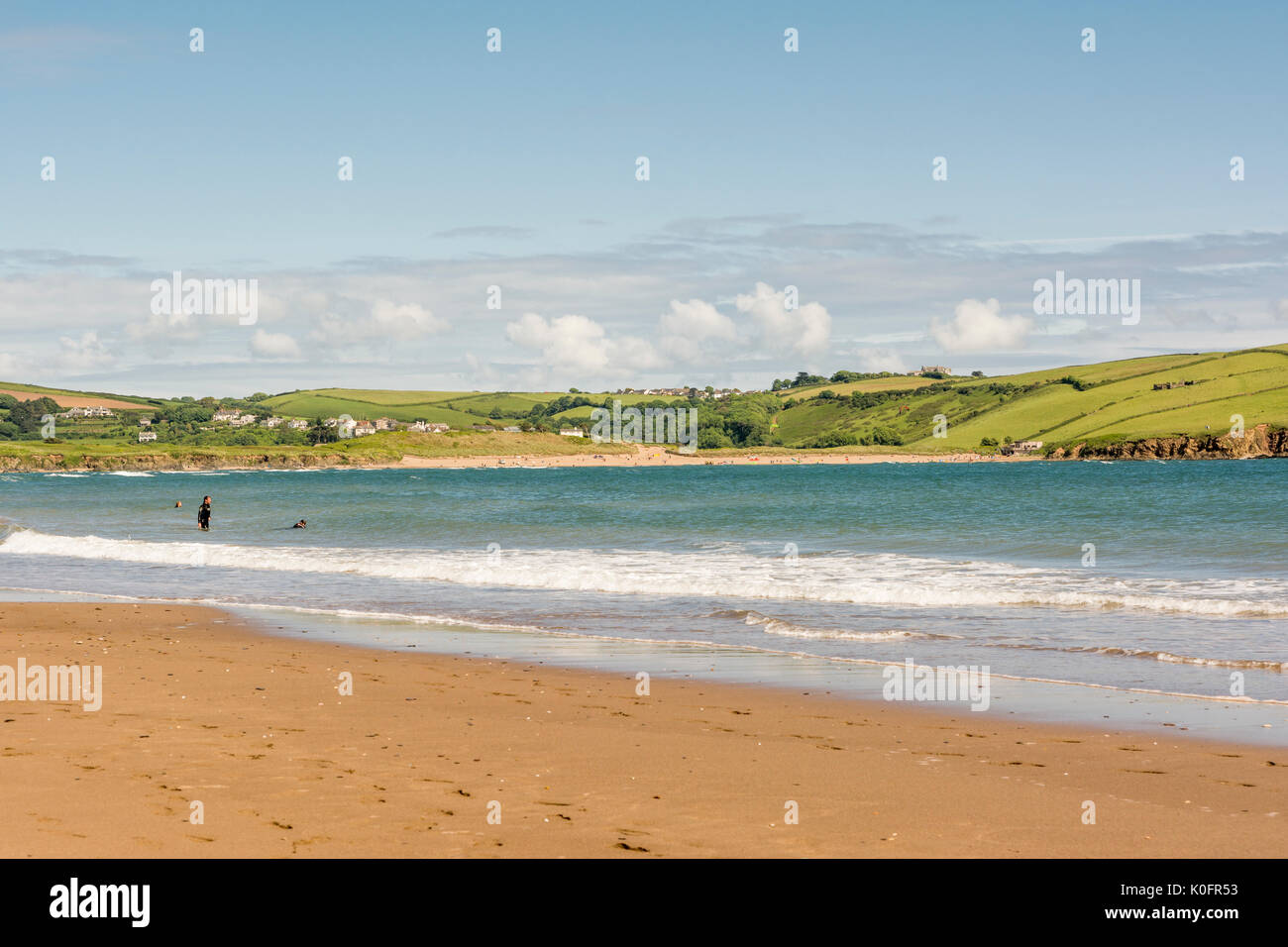 Auf Bantham Sand von Bigbury-on-Sea, Devon, Großbritannien. Stockfoto