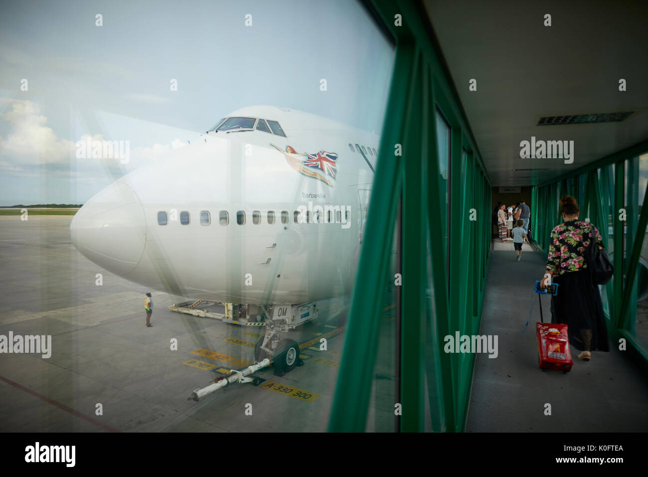 Ein Virgin Atlantic 474 400 steht am Tor in Varadero Airport der zweitgrößte Flughafen in Kuba Stockfoto