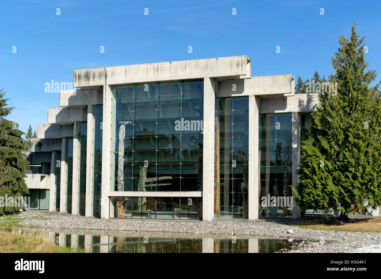 Der UBC Museum der Anthropologie Gebäude von Arthur Erickson, Vancouver, BC, Kanada konzipiert Stockfoto