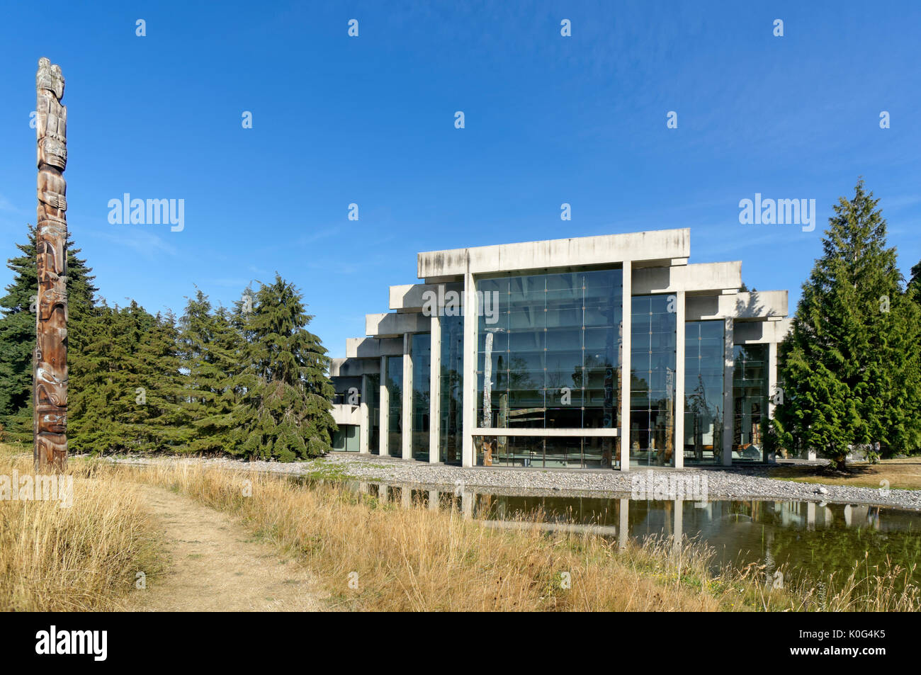 Der UBC Museum der Anthropologie Gebäude von Arthur Erickson, Vancouver, BC, Kanada konzipiert Stockfoto