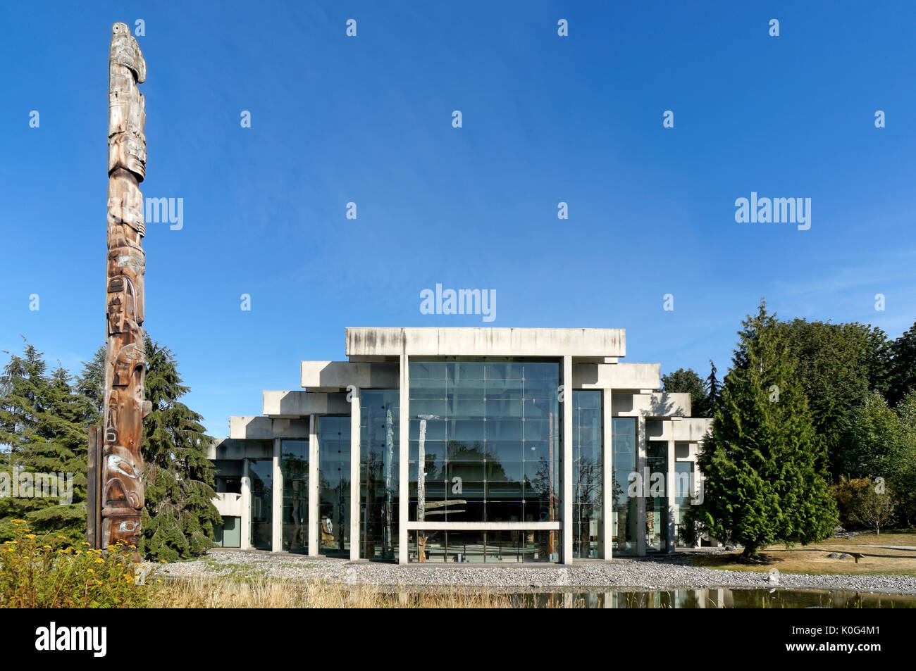 Der UBC Museum der Anthropologie Gebäude von Arthur Erickson, Vancouver, BC, Kanada konzipiert Stockfoto