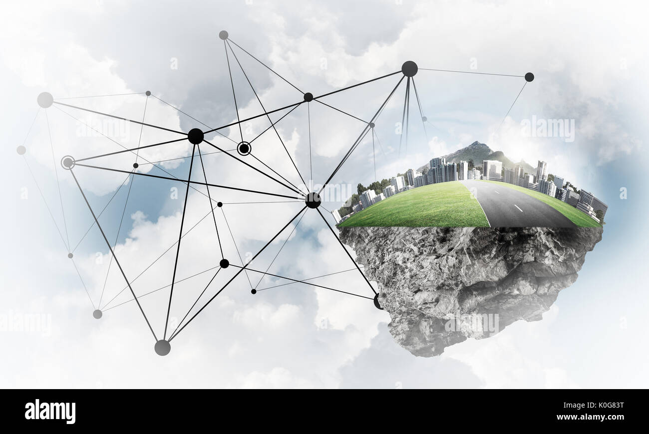 Konzept der modernen Netzwerktechnologien und Eco grün construc Stockfoto