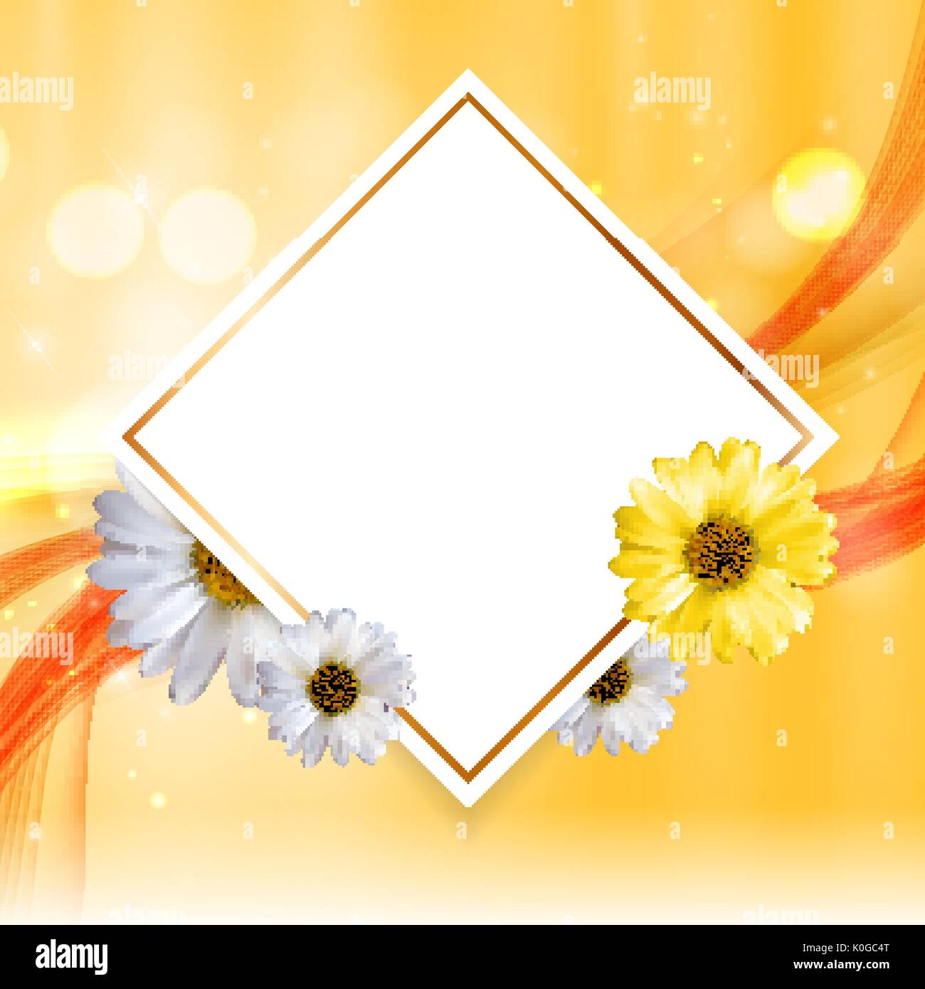 Abstrakte Natur Blumen Rahmen Hintergrund wth Kamillenblüten. Vector Illustration Stock Vektor