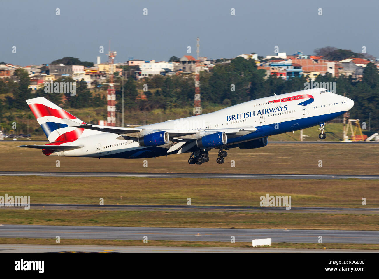 Boeing 747-400 der British Airways am Flughafen GRU - Guarulhos International Airport, Sao Paulo, Brasilien - 2016 Stockfoto