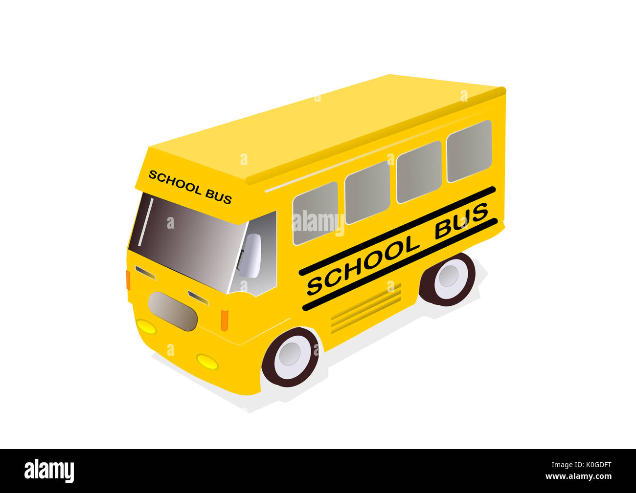 Abbildung: Eine kleine Schule Bus auf weißem Hintergrund Stockfoto