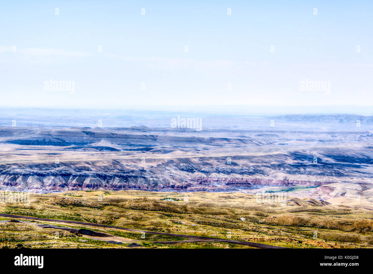 Blick von Big Horn Mountains nahe Lovell, Wyoming Stockfoto