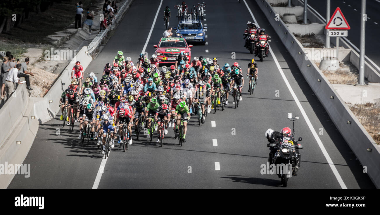 Tarragona, Spanien - 22. August 2017: Radfahren Gruppe auf der Wettbewerb La Vuelta Ciclista von Spanien Stockfoto