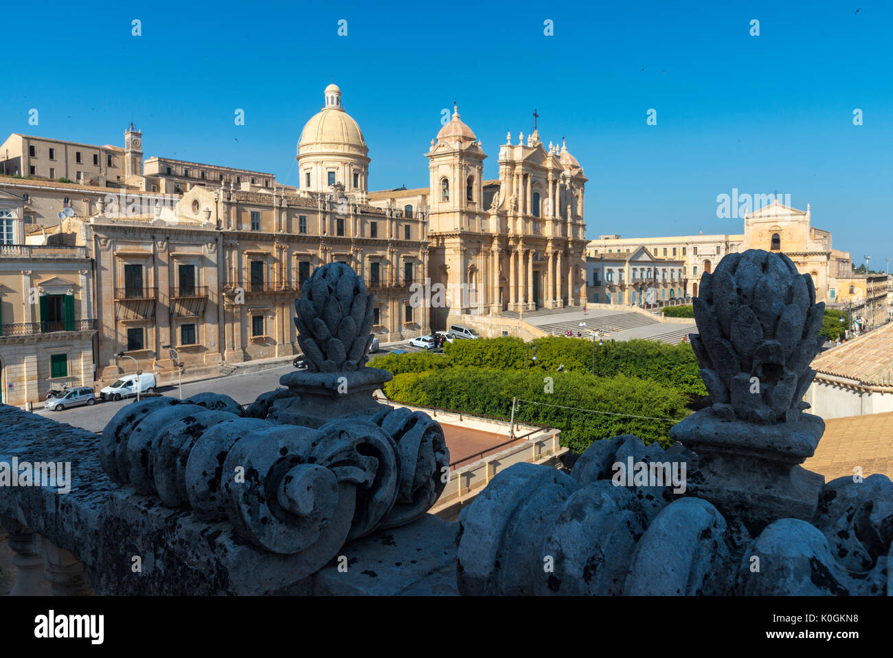 Fassade der barocke Dom in Noto in South Western Sizilien, Italien. Stockfoto