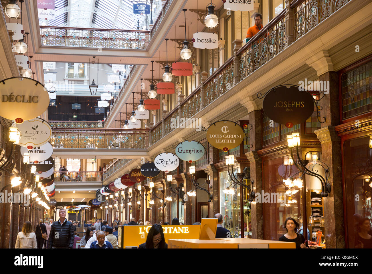 The Strand Arcade 1891 erbaut ist Sydney's nur noch die Einkaufspassage im Viktorianischen Stil, im Zentrum der Stadt gelegen, mit Boutiquen und Geschäften Stockfoto